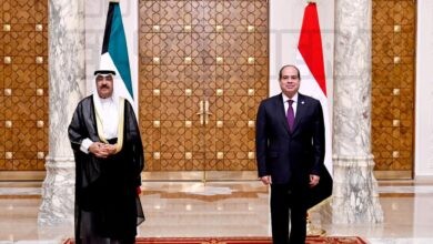 الرئيس عبد الفتاح السيسي والشيخ مشعل الأحمد الجابر الصباح أمير دولة الكويت.